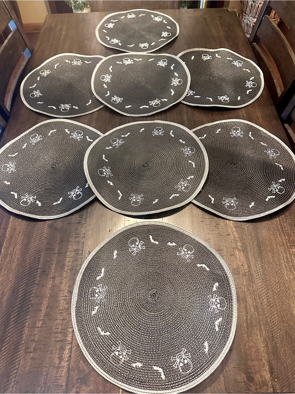 Black Halloween Round Placemats Set - 8-Pack